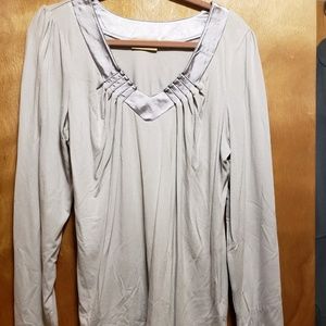Silvery Gray Long Sleeve with Satin Necking